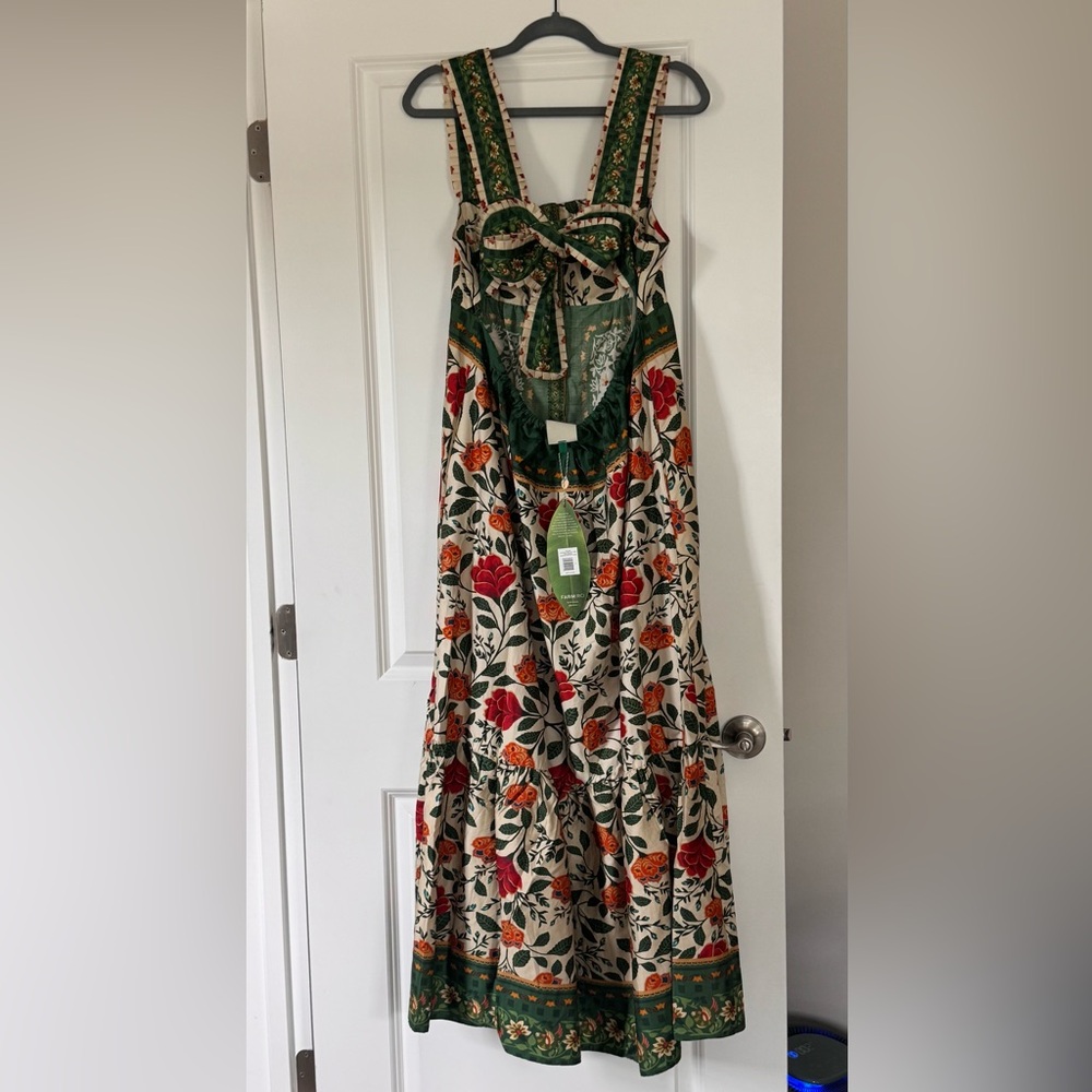 NWT FARM Rio Green & Cream Floral Maxi Skirt with Rust Accents - Picture 7 of 7